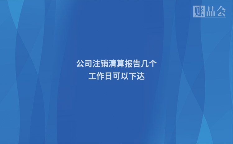公司注销清算报告几个工作日可以下达