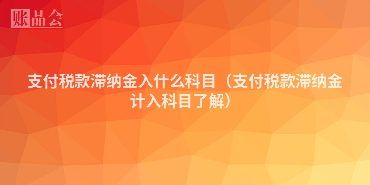 支付税款滞纳金入什么科目（支付税款滞纳金计入科目了解）