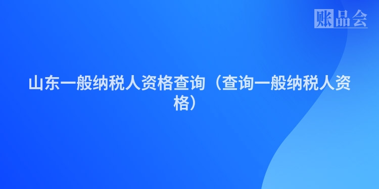 山东一般纳税人资格查询（查询一般纳税人资格）