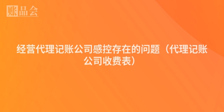 经营代理记账公司感控存在的问题（代理记账公司收费表）