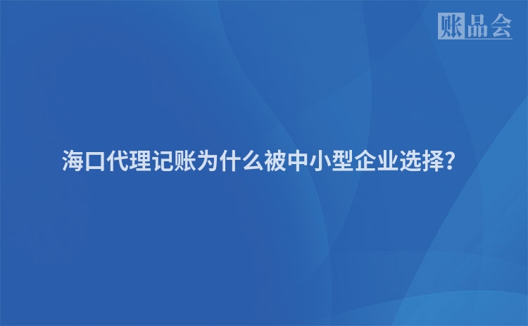 海口代理记账为什么被中小型企业选择？